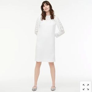 NWT J.Crew white Laser-cut eyelet dress 365 crepe